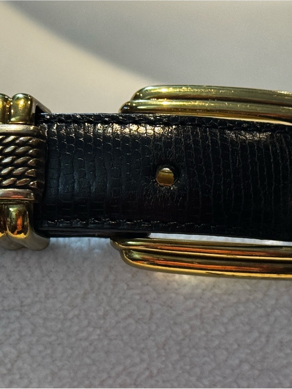 Black Leather Brighton Womens Belt with Gold Buckle